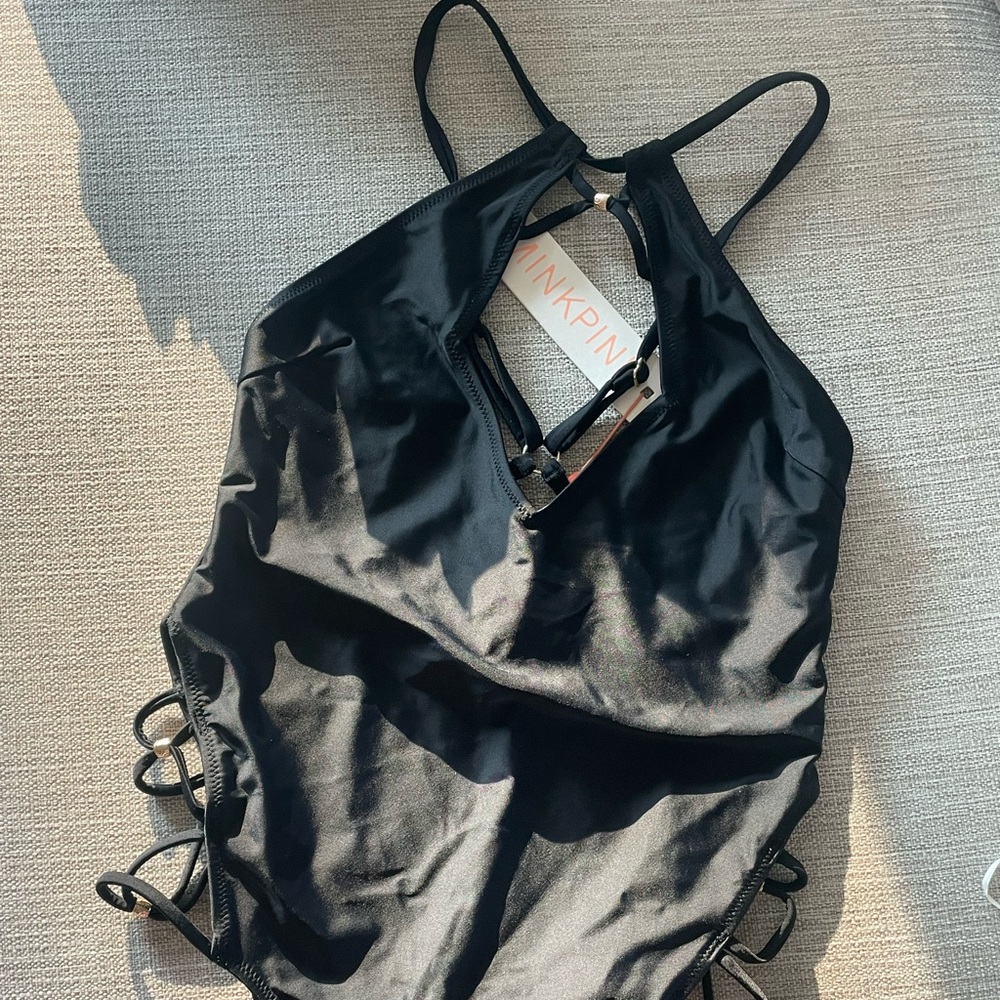 MINKPINK Black Strappy, One Piece Swimsuit Size Medium